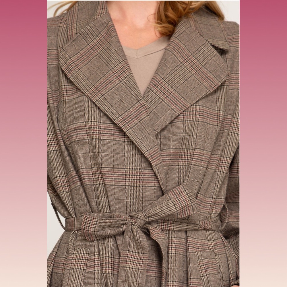 On Trend Street Duster Trench Coat Mocha - Picture 5 of 8